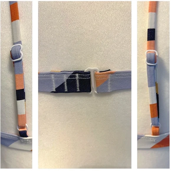 BNWT ROXY Beach Classics Fixed Triangle Bikini Top color MOOD INDIGO Stripe SZ S - Picture 13 of 15